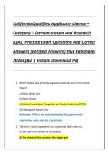 Compilation Bundle for California Qualified Applicator Certificate &ndash; Category J&colon; Demonstration and Research &lpar;QAC&sol;QAL&rpar; Practice Exams Questions And Correct Answers &lpar;Verified Answers&rpar; Plus Rationales 2026 Q&A &vert; Instant Download Pdf