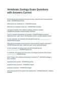 Vertebrate Zoology Exam Questions with Answers Correct 