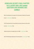 HOMELAND SECURITY FINAL CHAPTERS 10-12  &lbrace;LATEST 2026 -2027 update&rcub; QUESTIONS AND ANSWERS 100&percnt; CORRECT