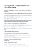 Zoology Exam 2 UTA Questions with Verified Answers