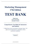 Test Bank - Marketing Management&comma; 17th Edition &ndash; Philip Kotler&comma; Kevin Lane Keller&comma; Alexander Chernev &ndash; ISBN 9780138076276 &lpar;Chapters 1&ndash;21&rpar;