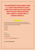 QFA INVESTMENTS EXAM SAMPLE PAPER  1&comma; 2&comma; 3 AND 4 2026 COMPLETE ACTUAL  EXAM &vert;EACH PAPER HAS 100 QUESTIONS  WITH DETAILED VERIFIED ANSWERS  &lpar;100&percnt; CORRECT&rpar; &sol; BRAND NEW&excl;&excl; &sol;&sol;  ALREADY GRADED A&plus;