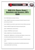NUR 210- Pharm- Exam 1 Questions and Answers 100&percnt; PASS