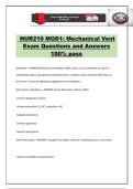 NUR210 MOD1&colon; Mechanical Vent Exam Questions and Answers 100&percnt; pass