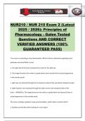 NUR210 &sol; NUR 210 Exam 2 &lpar;Latest 2025 &sol; 2026&rpar;&colon; Principles of Pharmacology - Galen Tested Questions AND CORRECT VERIFIED ANSWERS &lpar;100&percnt; GUARANTEED PASS&rpar;