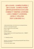 QFA LOANS - SAMPLE PAPER 1&vert;  QFA LOANS - SAMPLE PAPER  2&vert;WITH QUESTIONS EACH AND  CORRECT VERIFIED ANSWERS  &lpar;100&percnt; CORRECT ANSWERS&rpar;  &lpar;NEWLY UPDATED  2026&excl;&excl;&rpar;&lbrace;GRADED A&plus;&rsqb;