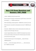 Nurs 210 Exam Questions and Answers 100&percnt; PASS