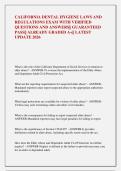 CALIFORNIA DENTAL HYGIENE LAWS AND  REGULATIONS EXAM WITH VERIFIED  QUESTIONS AND ANSWERS&vert;&vert; GUARANTEED  PASS&vert;&vert; ALREADY GRADED A&plus;&vert;&vert; LATEST  UPDATE 2026