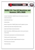 NURS 210- Test &num;2 Questions and Answers 100&percnt; PASS
