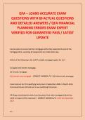 QFA &ndash; LOANS ACCURATE EXAM  QUESTIONS WITH 80 ACTUAL QUESTIONS  AND DETAILED ANSWERS &sol; QFA FINANCIAL  PLANNING ERRORS EXAM EXPERT  VERIFIED FOR GURANTEED PASS &sol; LATEST  UPDATE