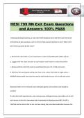 HESI 799 RN Exit Exam Questions and Answers 100&percnt; PASS