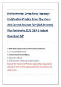 Environmental Compliance Inspector  Certification Practice Exam Questions  And Correct Answers &lpar;Verified Answers&rpar;  Plus Rationales 2026 Q&A &vert; Instant  Download Pdf
