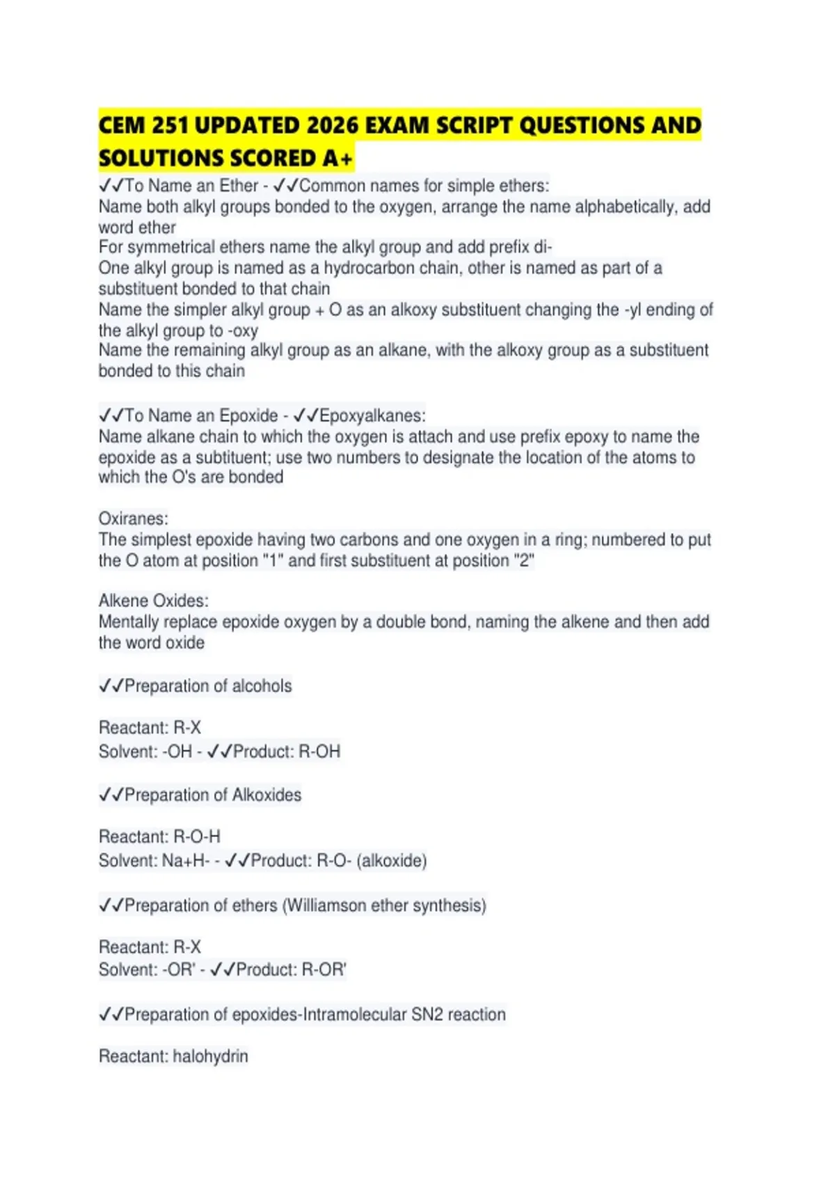Cem Updated CEM 251 UPDATED 2026 EXAM SCRIPT QUESTIONS AND SOLUTIONS SCORED - CEM ...