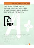 PPR COMPLETE TEST BANK VERIFIED  QUESTIONS AND CORRECT ANSWERS with  DETAILED RATIONALES ALREADY  GRADED A&plus;  GUARANTEED PASS- ACE YOUR EXAM 