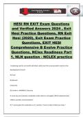 HESI RN EXIT Exam Questions and Verified Answers 2024 &comma; Exit Hesi Practice Questions&comma; RN Exit Hesi &lpar;2020&rpar;&comma; Exit Exam Practice Questions&comma; EXIT HESI Comprehensive B Evolve Practice Questions&comma; NClex Readiness Part 1&comma; NLN question - NCLEX practice