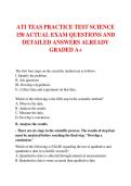 ATI TEAS PRACTICE TEST SCIENCE  150 ACTUAL EXAM QUESTIONS AND  DETAILED ANSWERS ALREADY  GRADED A&plus;