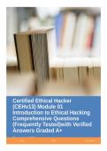 Certified Ethical Hacker &lpar;CEHv13&rpar; Module 01 Introduction to Ethical Hacking Comprehensive Questions &lpar;Frequently Tested&rpar;with Verified Answers Graded A&plus;