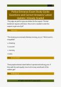 Police Entrance Exam Study Guide  Questions and Correct Answers&sol; Latest  Update &sol; Already Graded