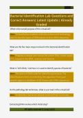 Bacterial Identification Lab Questions and  Correct Answers&sol; Latest Update &sol; Already  Graded