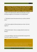 Critical Thinking in Nursing Practice  Questions Questions and Correct  Answers&sol; Latest Update &sol; Already Graded
