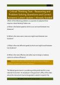 Critical Thinking Test - Reasoning and  Problem Solving Questions and Correct  Answers&sol; Latest Update &sol; Already Graded 