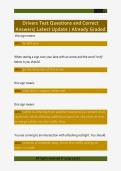 Drivers Test Questions and Correct  Answers&sol; Latest Update &sol; Already Graded