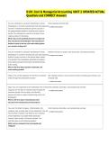 D101 Cost & Managerial Accounting UNIT 2 UPDATED ACTUAL  Questions and CORRECT Answers