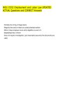 WGU D352 Employment and Labor Law UPDATED  ACTUAL Questions and CORRECT Answers