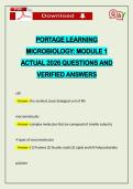 PORTAGE LEARNING MICROBIOLOGY&colon; MODULE 1 ACTUAL 2026 QUESTIONS AND VERIFIED ANSWERS