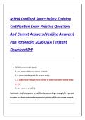 MSHA Confined Space Safety Training  Certification Exam Practice Questions  And Correct Answers &lpar;Verified Answers&rpar;  Plus Rationales 2026 Q&A &vert; Instant  Download Pdf 