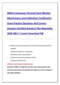 MSHA Continuous Personal Dust Monitor  Maintenance and Calibration Certification  Exam Practice Questions And Correct  Answers &lpar;Verified Answers&rpar; Plus Rationales  2026 Q&A &vert; Instant Download Pdf 