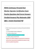 MSHA Continuous Personal Dust  Monitor Operator Certification Exam  Practice Questions And Correct Answers  &lpar;Verified Answers&rpar; Plus Rationales 2026  Q&A &vert; Instant Download Pdf 