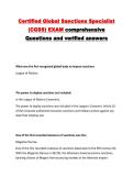 Certified Global Sanctions Specialist &lpar;CGSS&rpar; EXAM comprehensive Questions and verified answers