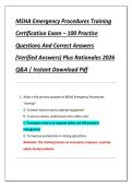 MSHA Emergency Procedures Training  Certification Exam &ndash; 100 Practice  Questions And Correct Answers  &lpar;Verified Answers&rpar; Plus Rationales 2026  Q&A &vert; Instant Download Pdf
