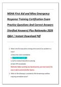 MSHA First Aid and Mine Emergency  Response Training Certification Exam  Practice Questions And Correct Answers  &lpar;Verified Answers&rpar; Plus Rationales 2026  Q&A &vert; Instant Download Pdf 