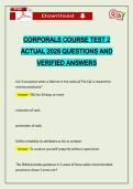CORPORALS COURSE TEST 2 ACTUAL 2026 QUESTIONS AND VERIFIED ANSWERS