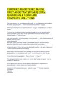 CERTIFIED REGISTERED NURSE FIRST ASSISTANT &lpar;CRNFA&rpar; EXAM QUESTIONS & ACCURATE COMPLETE SOLUTIONS