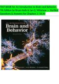 TEST BANK for An Introduction to Brain and Behavior&comma; 7th Edition by Bryan Kolb & Ian Q&period; Whishaw &mdash; Verified Questions & Answers for Chapters 1&ndash;16 A&plus;