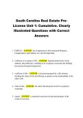 South Carolina Real Estate Pre License Unit 1&colon; Cumulative&period; Clearly  Illustrated Questions with Correct  Answers 