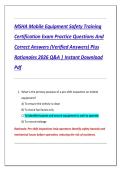 MSHA Mobile Equipment Safety Training  Certification Exam Practice Questions And  Correct Answers &lpar;Verified Answers&rpar; Plus  Rationales 2026 Q&A &vert; Instant Download  Pdf
