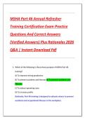 MSHA Part 46 Annual Refresher  Training Certification Exam Practice  Questions And Correct Answers  &lpar;Verified Answers&rpar; Plus Rationales 2026  Q&A &vert; Instant Download Pdf 