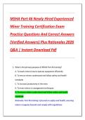 MSHA Part 46 Newly Hired Experienced  Miner Training Certification Exam  Practice Questions And Correct Answers  &lpar;Verified Answers&rpar; Plus Rationales 2026  Q&A &vert; Instant Download Pdf 