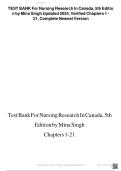 Nursing Research in Canada 5th Edition Test Bank &ndash; Mina Singh &lpar;Updated Exam Questions&rpar;