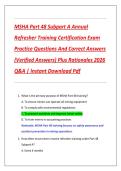 MSHA Part 48 Subpart A Annual  Refresher Training Certification Exam  Practice Questions And Correct Answers  &lpar;Verified Answers&rpar; Plus Rationales 2026  Q&A &vert; Instant Download Pdf