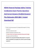 MSHA Powered Haulage Safety Training  Certification Exam Practice Questions  And Correct Answers &lpar;Verified Answers&rpar;  Plus Rationales 2026 Q&A &vert; Instant  Download Pdf 