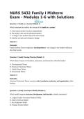 NURS 5432 Family I Midterm Exam - Modules 1-6 with Solutions
