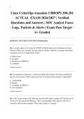 Cisco CyberOps Associate CBROPS 200-201 ACTUAL  EXAM 2026&sol;2027 &vert; Verified Questions and Answers &vert; SOC Analyst Focus - Logs&comma; Packets & Alerts &vert; Exam Pass Target - A&plus; Graded