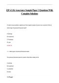 QFA Life Assurance Sample Paper 1 Questions With Complete Solutions