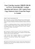 Cisco CyberOps Associate CBROPS 200-201 ACTUAL  EXAM 2026&sol;2027 &vert; Verified Questions and Answers &vert; SOC Analyst Focus - Logs&comma; Packets & Alerts &vert; Exam Pass Target - A&plus; Graded