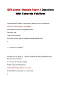 QFA Loans - Sample Paper 1 Questions With Complete Solutions
